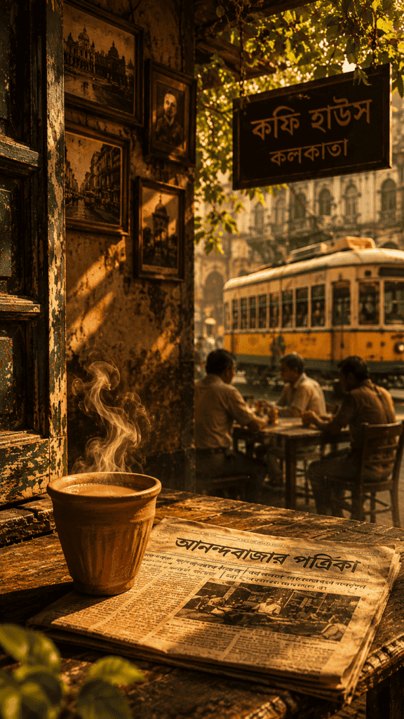 Nostalgic Kolkata café at golden hour